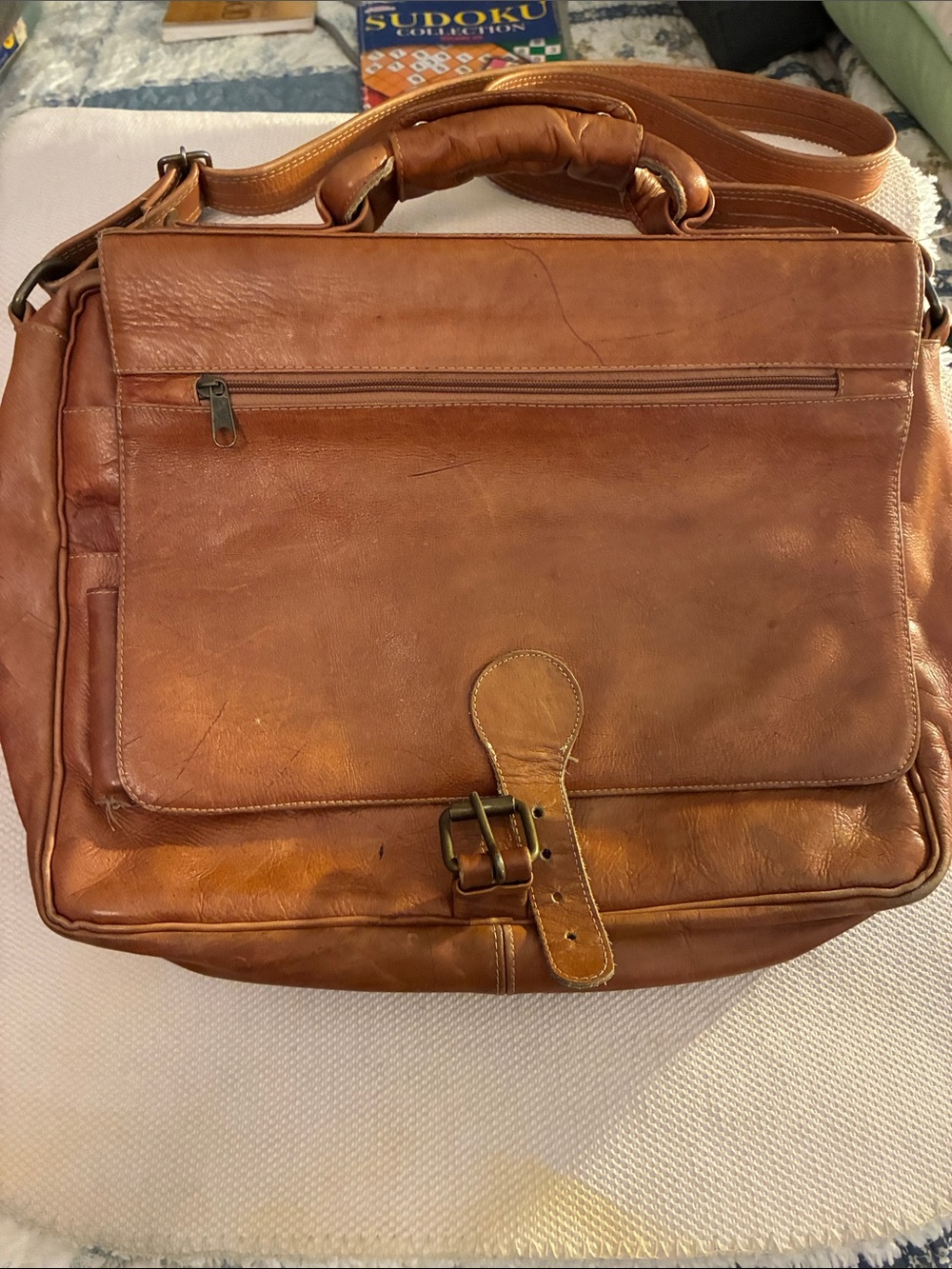 Unbranded Classic Men's brown Leather Messenger/shoulder Bag